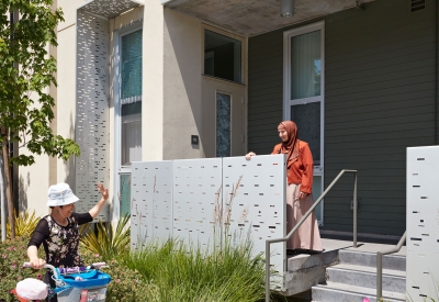 Residential stoop at Lakeside Senior Housing in Oakland, Ca.