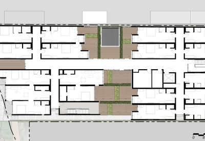 Upper level site plan for Harmon Guest House in Healdsburg, Ca.