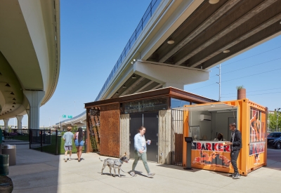 Exterior view of City Walk and the dog bakery in Birmingham, Alabama.