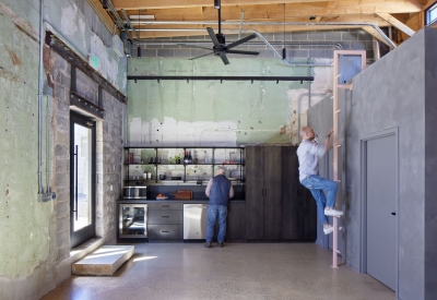Office interior of Locke Contractors at the Bandsaw Building in Birmingham, Alabama.