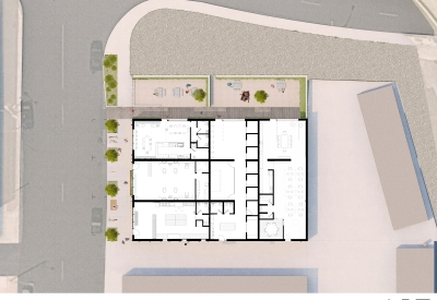Ground floor site plan for the Bandsaw Building in Birmingham, AL.