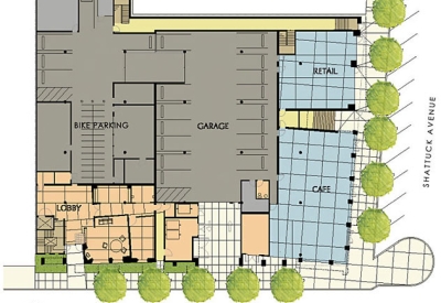 Ground level plan for Manville Hall in Berkeley, California.