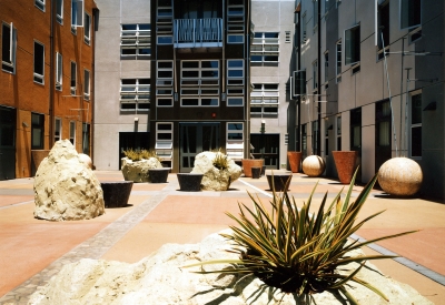 Main courtyard at Manville Hall in Berkeley, California.