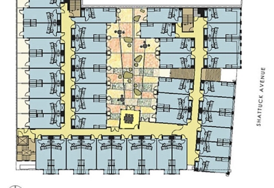 Typical upper level plan for Manville Hall in Berkeley, California.