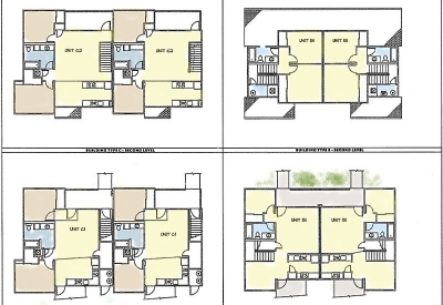 Unit floor plans for Oroysom Village in Fremont, California.