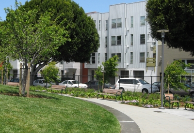 View of a park with Columbia Park in San Francisco. 