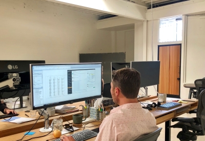 Staff working in the David Baker Architects Office in Oakland, California.