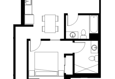 Two bedroom floor plan for 1101 Sutter in San Francisco.