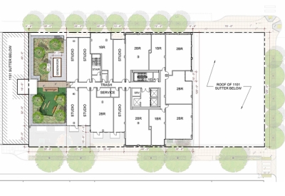 Seventh level site plan for 1101 Sutter in San Francisco.