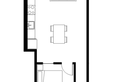 One bedroom floor plan for 1101 Sutter in San Francisco.