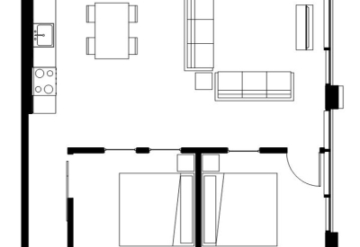 Typical two bedroom floor plan for 1101 Sutter in San Francisco.