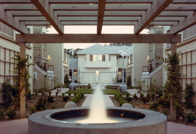 Residential fountain at Meadow Court in San Mateo, California.