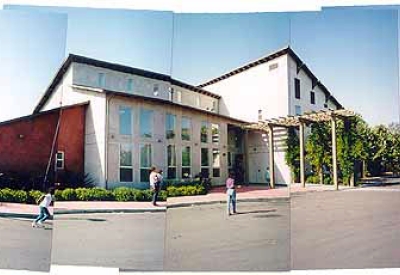 Panorama exterior view of Sunrise Village in Fremont, California.