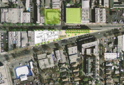 Aerial site plan for Market Gateway Tower.