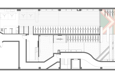 Floor plan with bicycle storage for Huckleberry Bicycles in San Francisco.