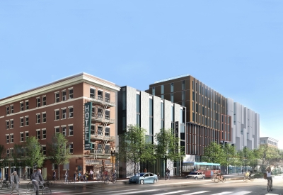 Exterior rendering of the Local 38 Plumbers Union Hall in San Francisco. 