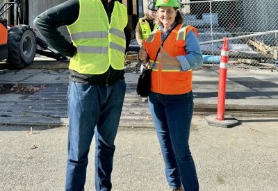 Sally Roth and Joel Millar on a Construction Administration visit.