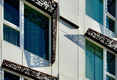 Exterior view of the Sango Court sunshades.