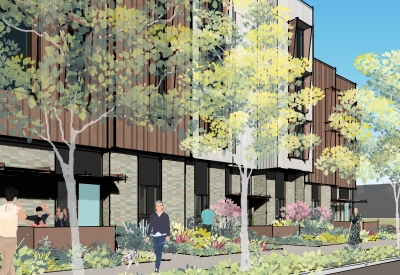 Exterior rendering of 1100 La Avenida in Mountain View, California.