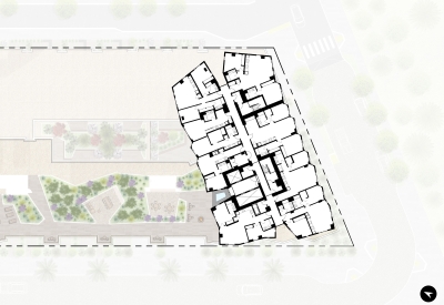 Tower level site plan for Isle House in San Francisco. 