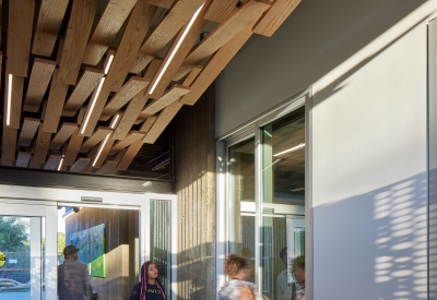 Interior view the entry lobby at Blue Oak Landing in Vallejo, California.