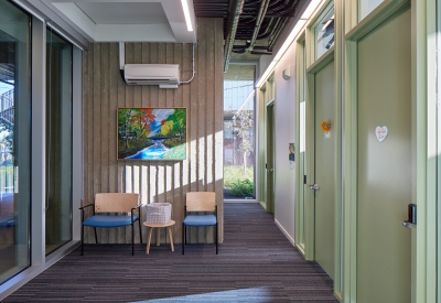 Interior view of a hallway at Blue Oak Landing in Vallejo, California.