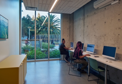 Interior view a computer room at Blue Oak Landing in Vallejo, California.