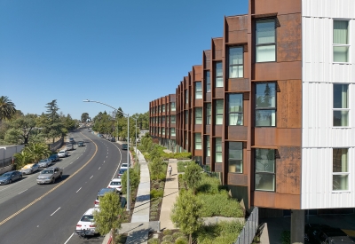 Aerial view of the sawtooth windows at Blue Oak Landing in Vallejo, California.