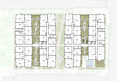 Upper level site plan for Sunnydale Block 3 in San Francisco.