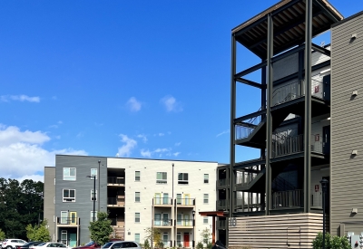 Exterior view of Maple Crest Apartments at Lee Walker Heights in Asheville, North Carolina.