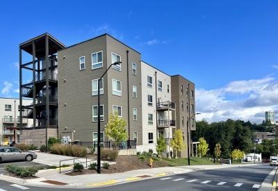 Exterior view of Maple Crest Apartments at Lee Walker Heights in Asheville, North Carolina.