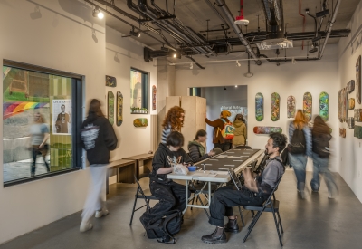 Interior of the art youth center at La Fenix in San Francisco.