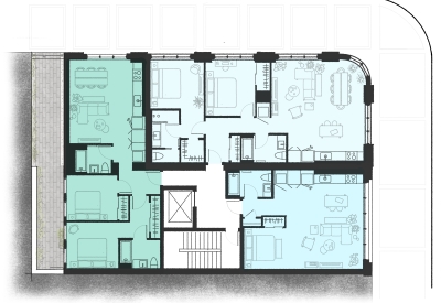 Upper level floor plans for 2nd & 20th in Birmingham, Alabama.