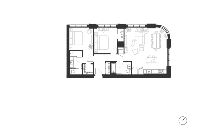 Two bedroom floor plan for Second and 20th.