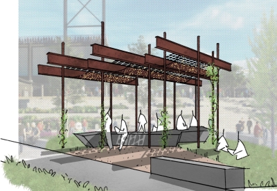 Exterior concept sketch of Solar Street Furniture.