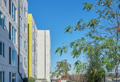 Courtyard at Coliseum Place in Oakland, California.