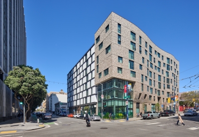 Exterior view of 555 Larkin in San Francisco.
