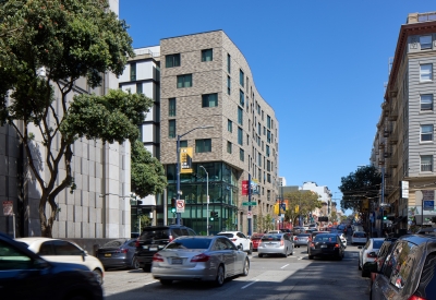 Exterior view of 555 Larkin in San Francisco.