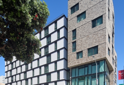 Exterior view of 555 Larkin in San Francisco.