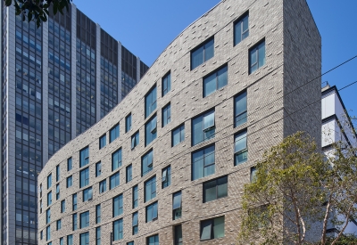 Exterior view of 555 Larkin in San Francisco.