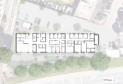 round floor site plan for Harvey West Studios in Santa Cruz, California.