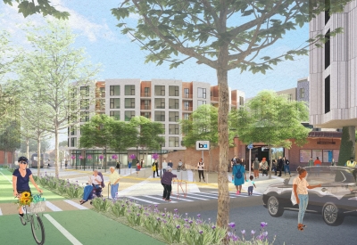 Exterior rendering of North Berkeley BART in Berkeley, California.