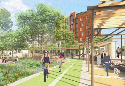 Exterior rendering of North Berkeley BART in Berkeley, California.