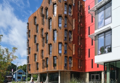 Exterior view of Africatown Plaza in Seattle.