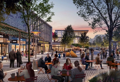 Exterior rendering for Stonestown Galleria.