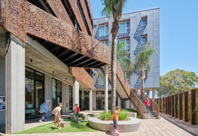 Entry courtyard at Sango Court.