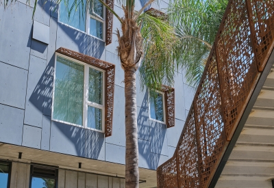 Entry courtyard at Sango Court.