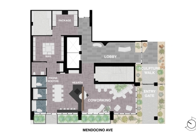 Enlarged site plan for level one at 420 Mendocino in Santa Rose, California.