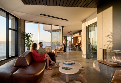 Resident lounge at Isle House on Treasure Island in San Francisco.
