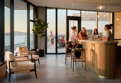 Resident lounge at Isle House on Treasure Island in San Francisco.
